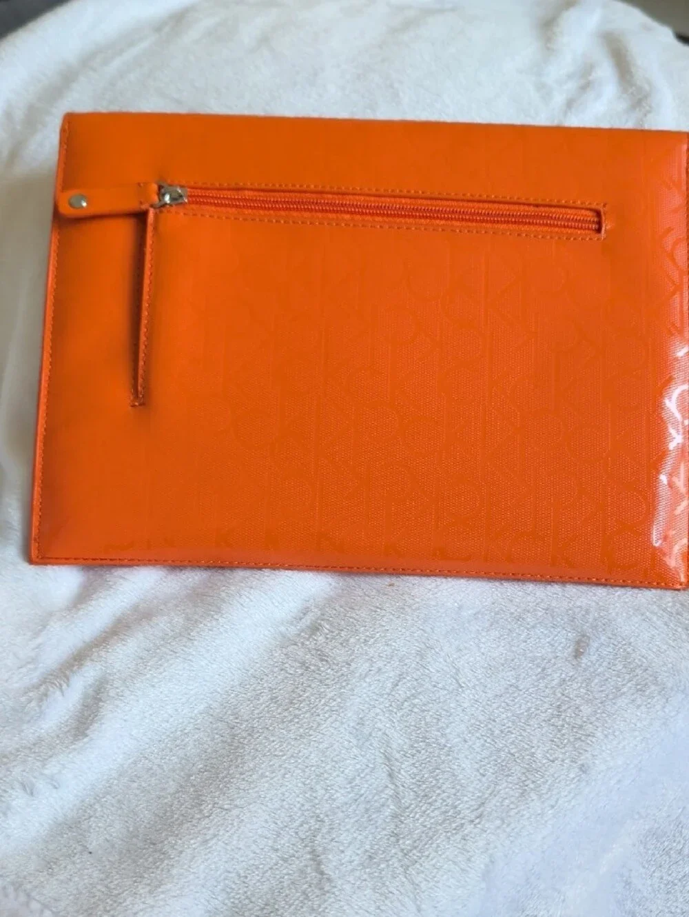 Calvin Klein Orange Patent Envelope Clutch
